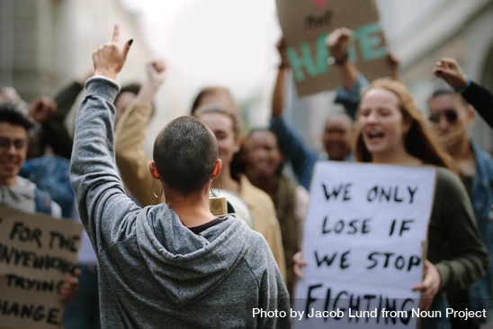 np_Group of protestors with posters and megaphone_4mVk7b_free