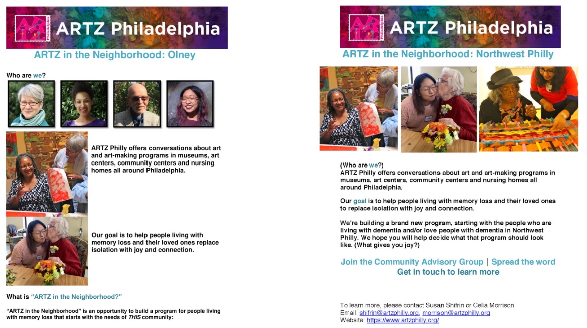 Two versions of the Northwest Philly flyer before (left) and after (right) Toya’s input. (Flyers: ARTZ Philadelphia)